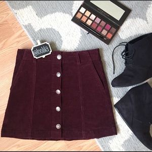 Forever 21 Maroon Corduroy Mini Skirt